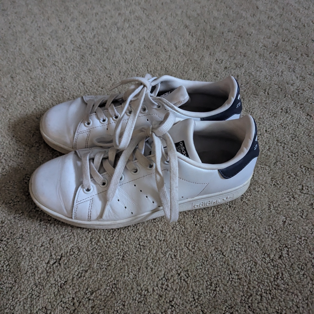 Adidas White and Dark Blue Casual Shoes